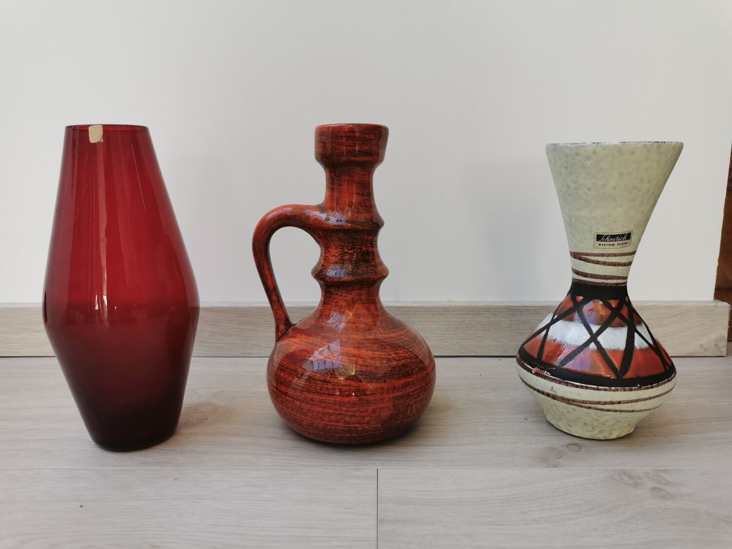 Vintage Scheurich vases, red