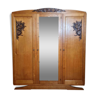 art deco period wardrobe in blond oak circa 1940