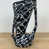 Spaghetti vase free form ceramic Vallauris 50s, red and black