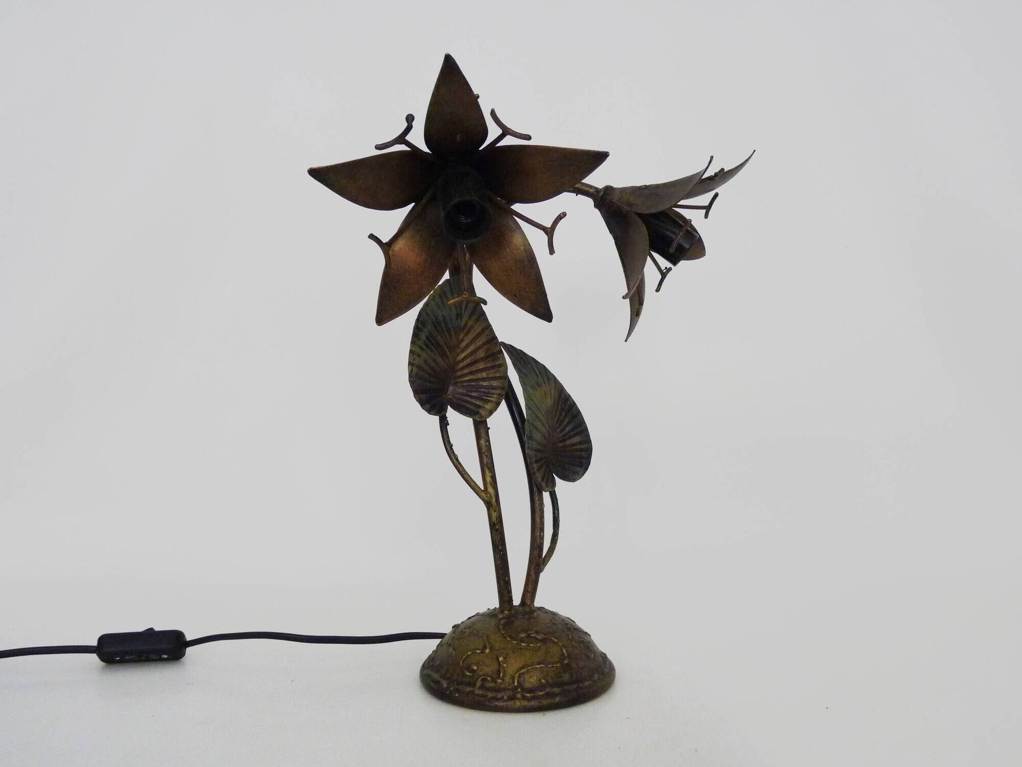 Magnificent floral and foliage lamp, Art Deco style, 1980s