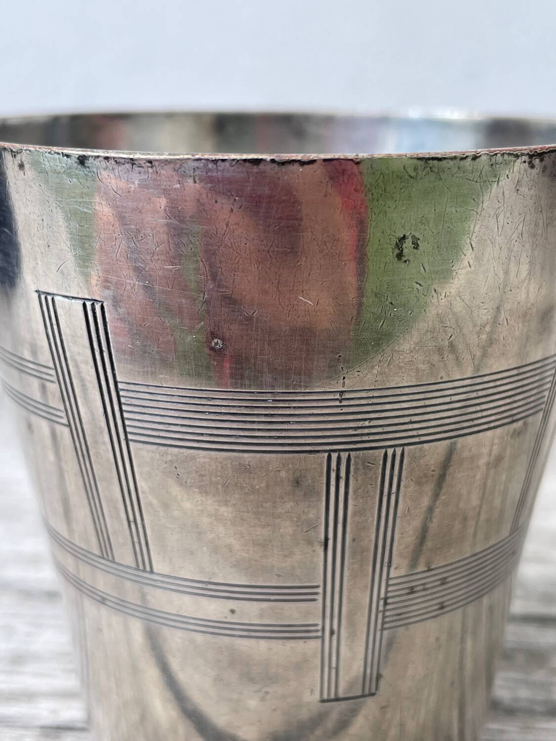 Timbale verre argenté art déco