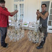 Large butterfly chandelier in glass and gilded metal - Louis XV style