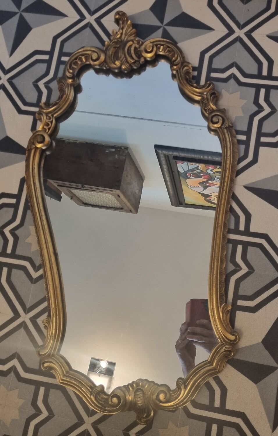 Baroque mirror Louis XV gilded wood (83 x 45cm)