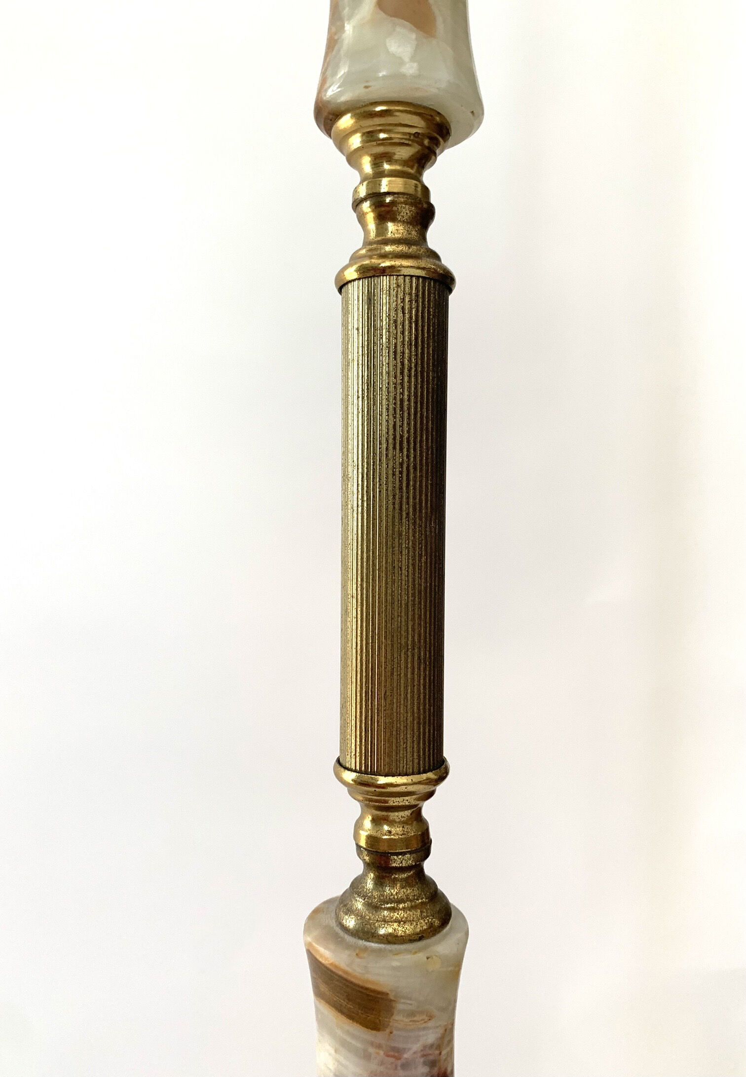 Brass and onyx marble floor lamp