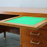 Mid-century Danish teak writing desk with brass details, 1960s