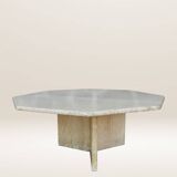 Octagonal coffee table in travertine