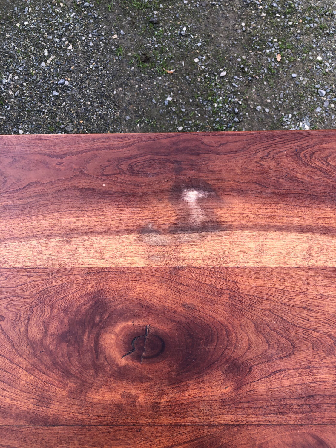 Antique cherry wood farmhouse table with rounded ends