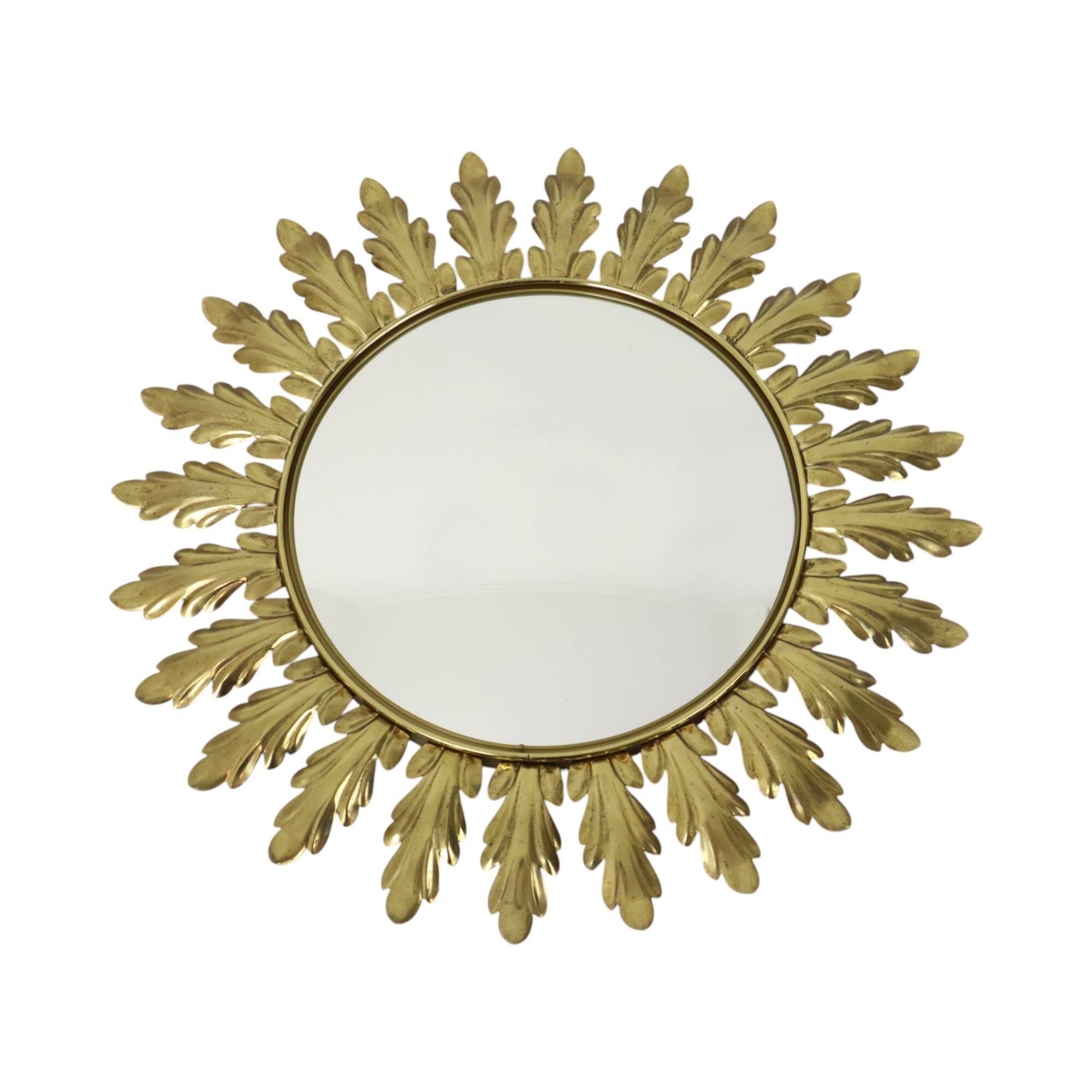 Mid Century Copper Plated Metal Sun Mirror Deknudt Convex 50cm