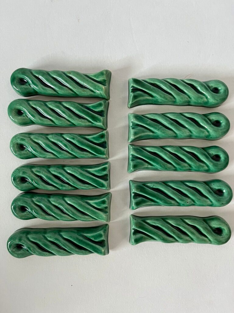 Knife holders in green ceramic Vallauris vintage 1950