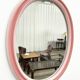 Grand miroir ovale en céramique rose (76cm) – design italien vintage