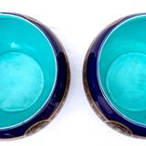 Paire de cache-pots - signée et numérotée sarreguemines - bleu cobalt foncé - xixème