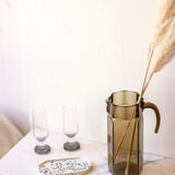 Octagonal pitcher made of smoked glass