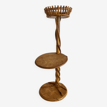 Vintage rattan plant holder