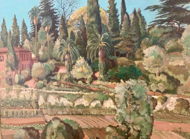 Sublime Oil on Panel "Parc de Chambrun" in Nice Côte d'Azur