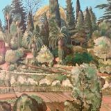 Sublime Oil on Panel "Parc de Chambrun" in Nice Côte d'Azur
