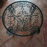 Living room table with wrought iron frame