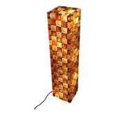 Floor Lamp in Amber and Crystal Pulegoso Glass by Poliarte, Italy, 1970s