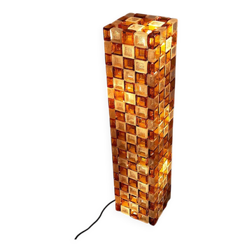 Floor Lamp in Amber and Crystal Pulegoso Glass by Poliarte, Italy, 1970s