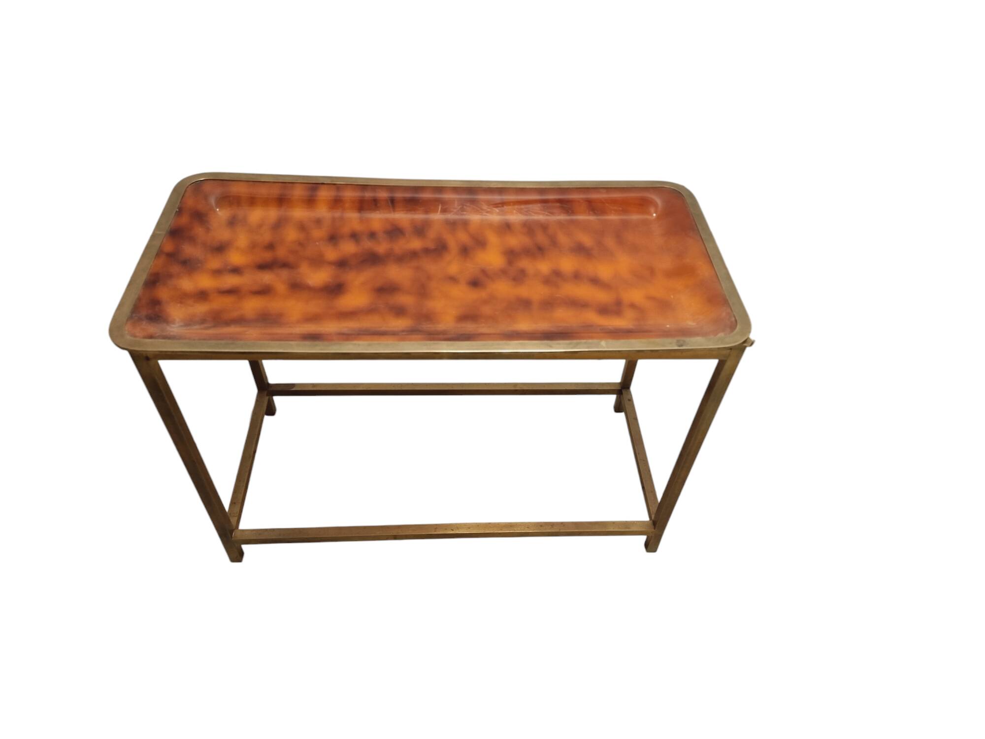 Mid-Century Hollywood Regency Coffee Table with Removable Bakelite Tray and Brass Frame, France, 196