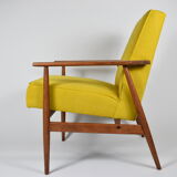 Original vintage armchair "FOX", designer Henry Lis, 1970s, fully restored, yellow