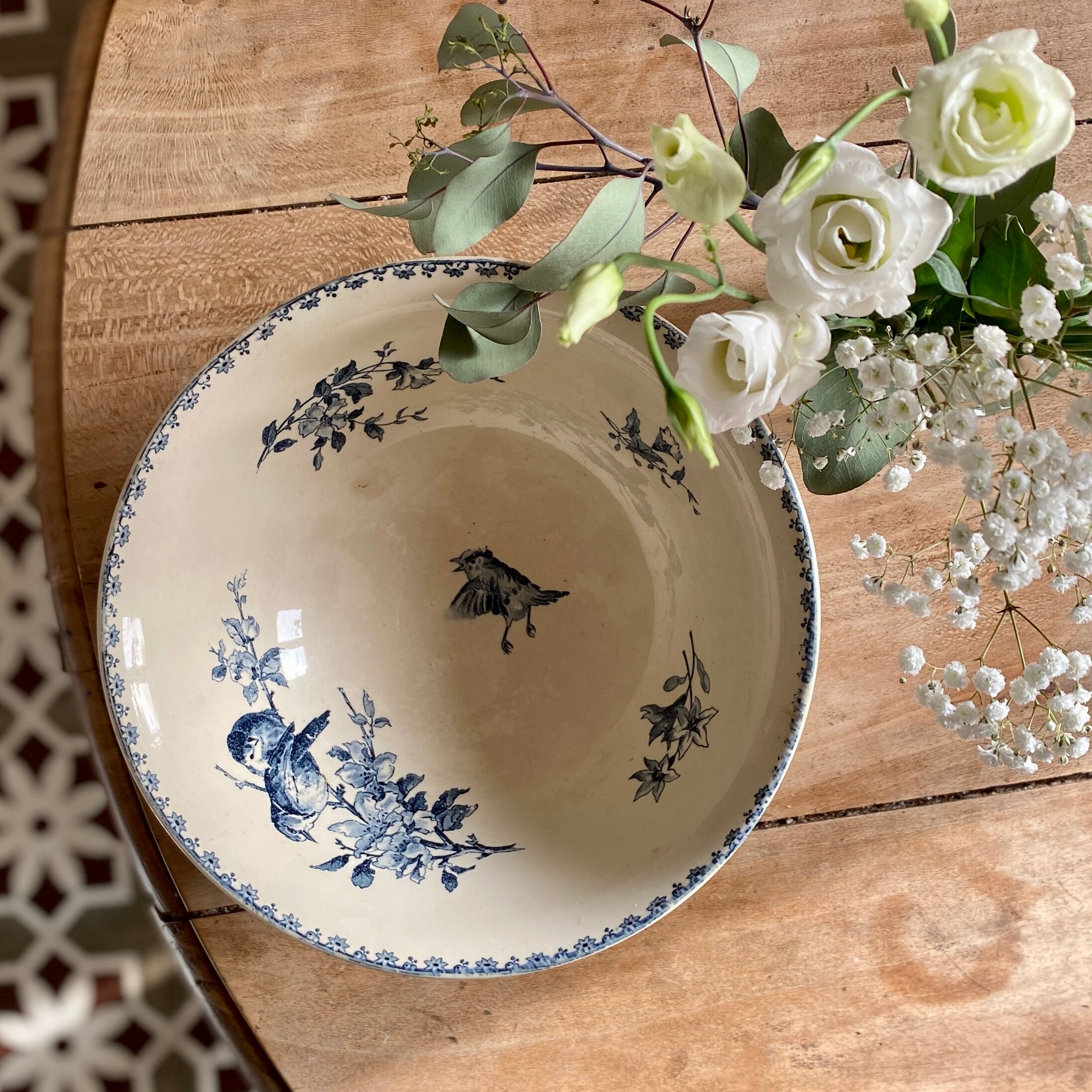 Vintage salad bowl in iron earth, favorite, sarreguemines