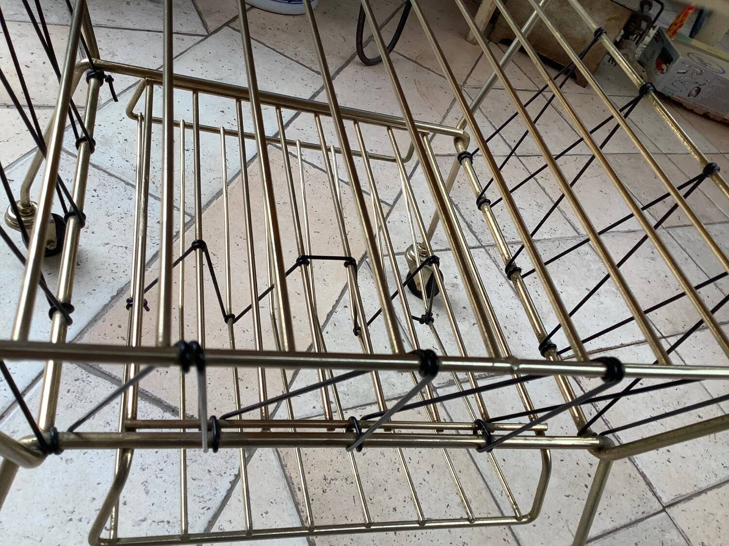 Coffee table with vinyl magazine holder 1960s