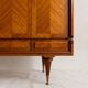 Vintage 4-door chevron wood wardrobe with mirror and gold legs.