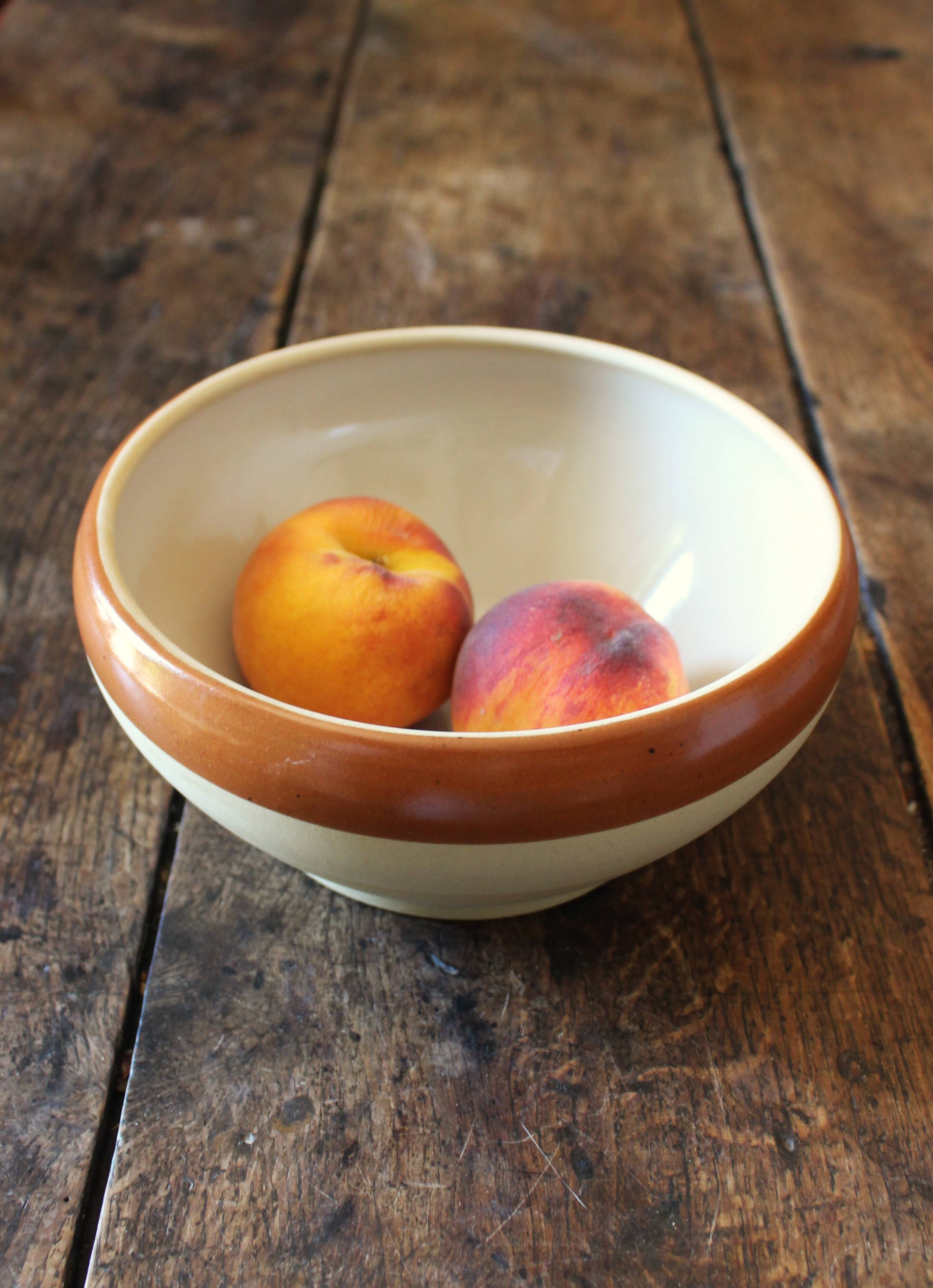 Vintage two-tone Digoin stoneware salad bowl