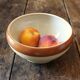 Vintage two-tone Digoin stoneware salad bowl