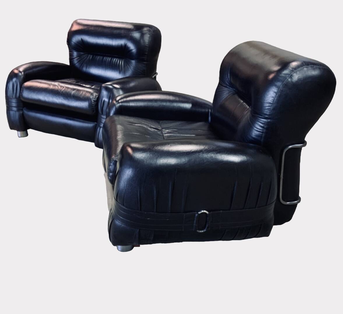 3 Room Living Room, Italy 1970/80 Black “adriano Piazessi”