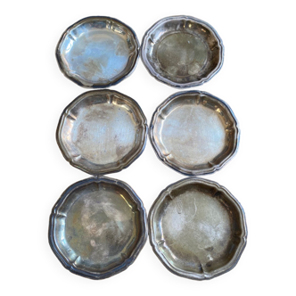 6 silver metal ashtrays