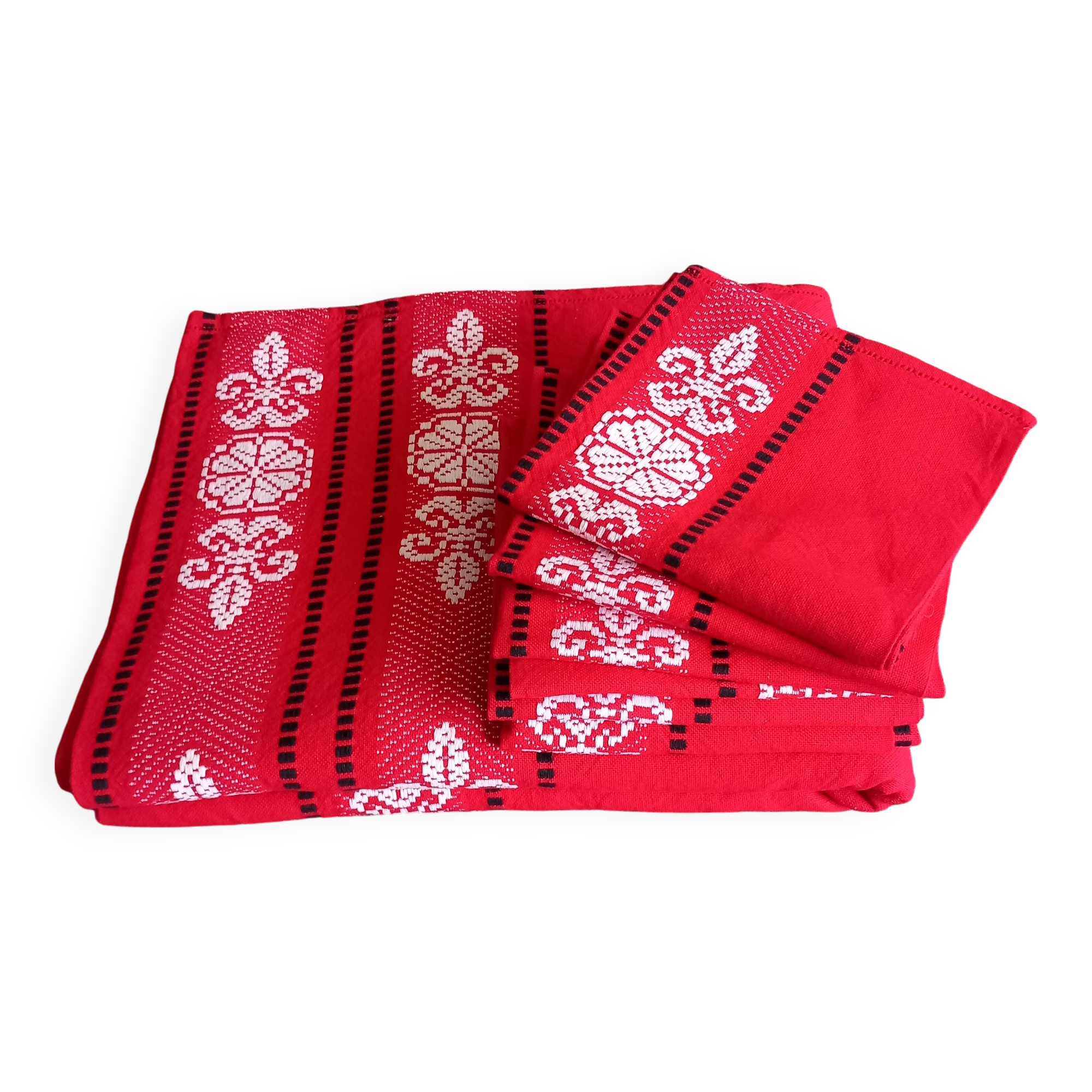 Grande nappe basque et 6 serviettes