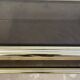 Vintage rectangular coffee table, gold metal, 2 trays: smoked glass 1980
