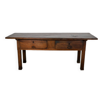 Antique Spanish Rustic Farmhouse Chestnut Side Table / Console, 18th Century