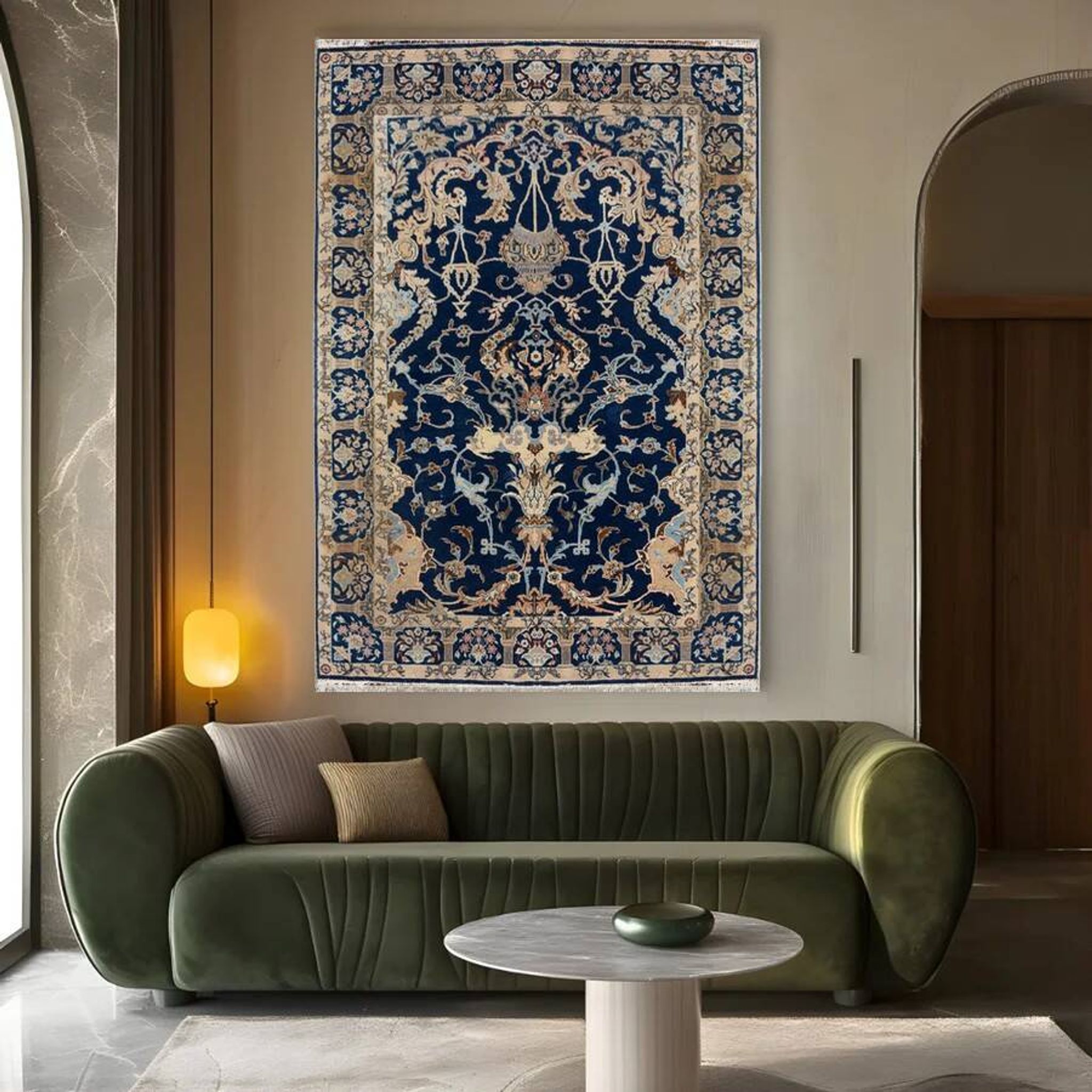 Iranian oriental carpet Kashan - handmade: 1.42 x 2.00 metres in Wool and Silk