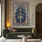 Tapis d'orient iran kashan - fait main : 1, 42 x 2.00 mètres en Laine et Soie