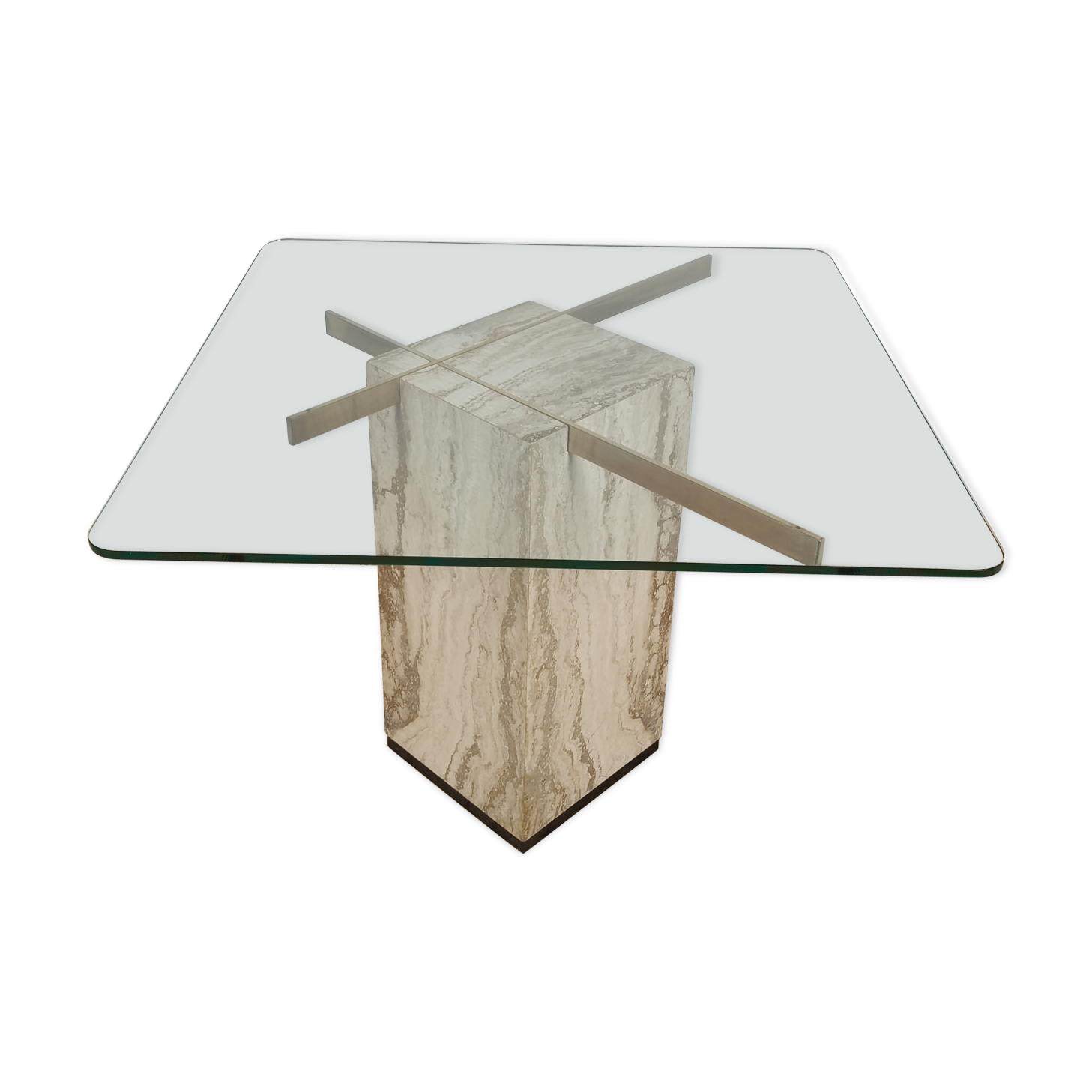 Marble and glass dining table, 80s