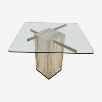 Marble and glass dining table, 80s
