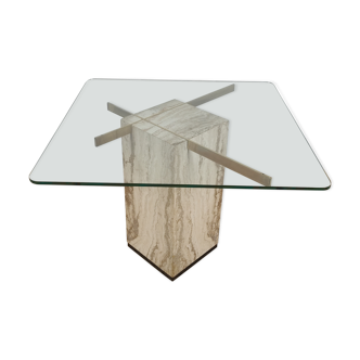 Marble and glass dining table, 80s