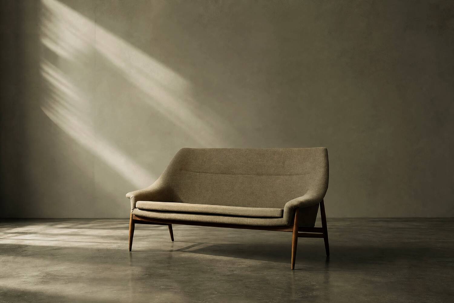 Mid-Century Scandinavian Modern 2Seater Brown Fabric Grace Sofa  from Ikea