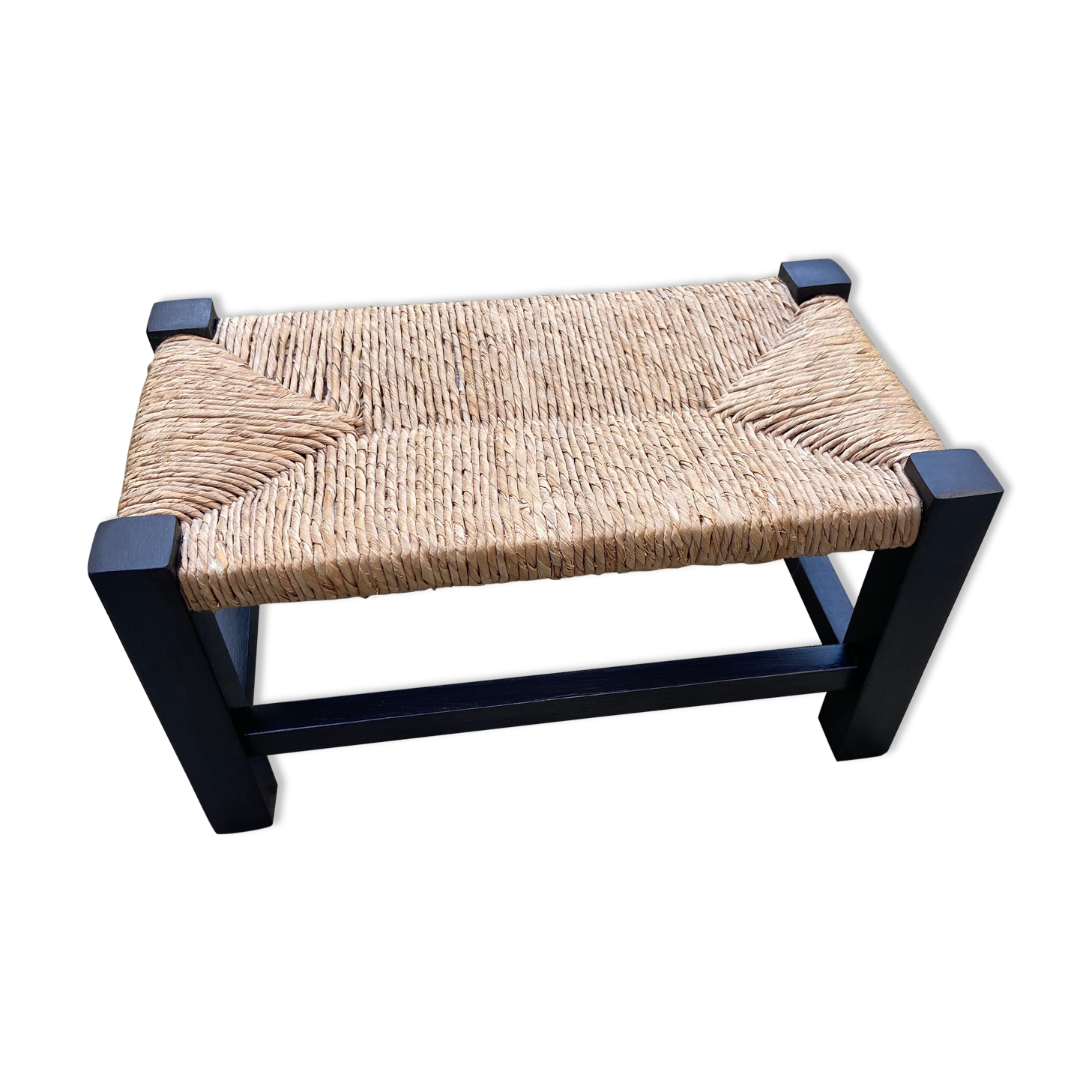 Banc en bois - assise paillée