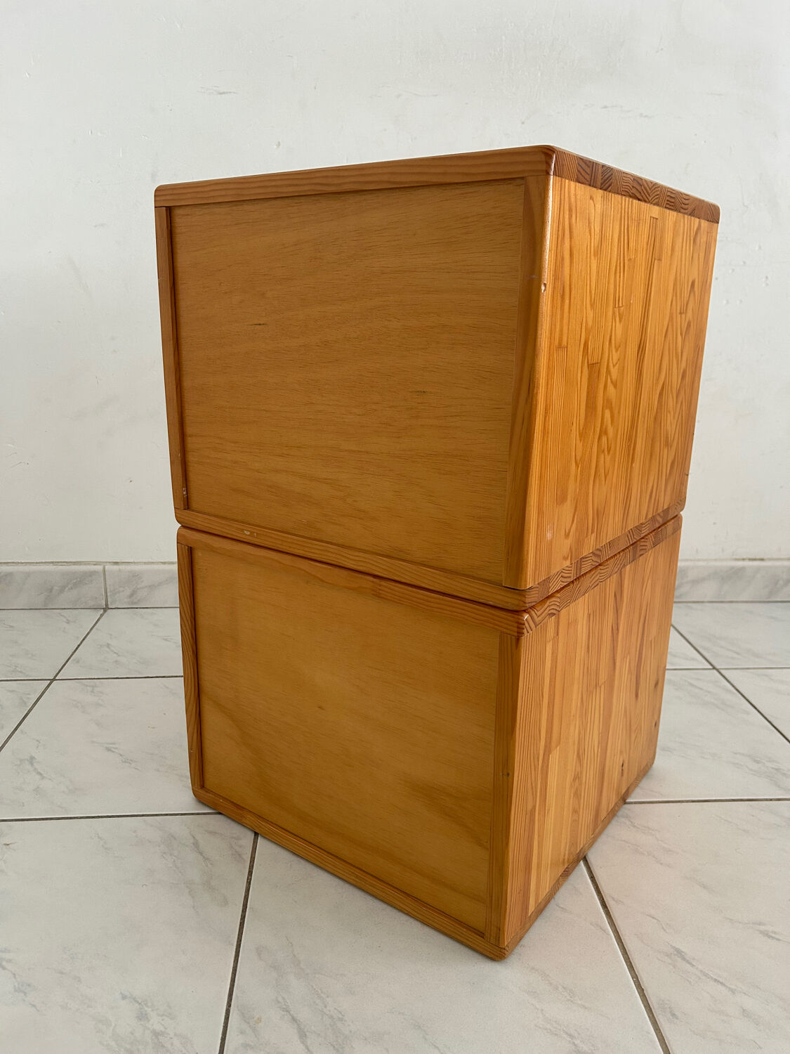 Vintage set of two small cabinets pinewood