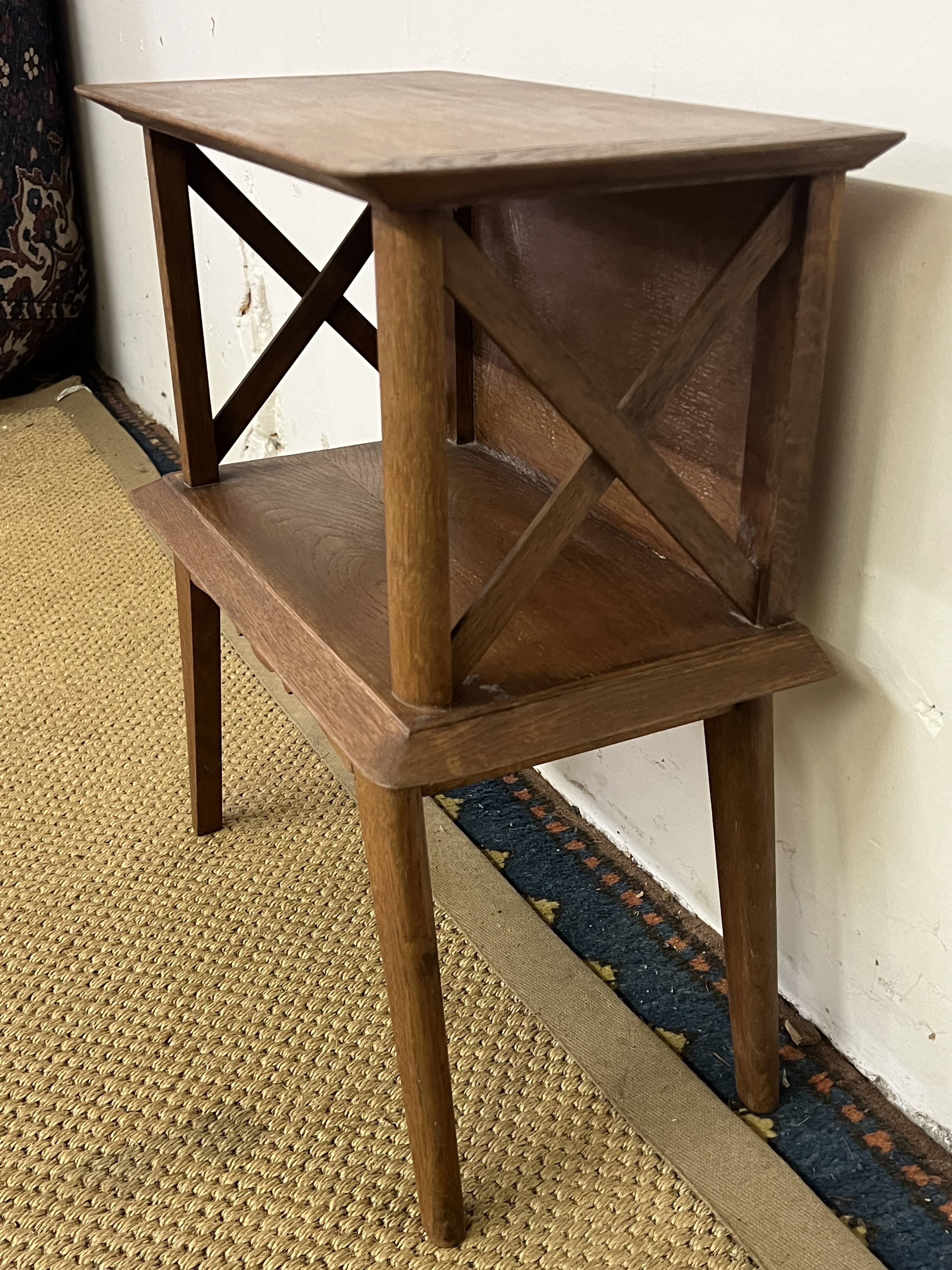 Bedside table with lattices, vintage compass legs