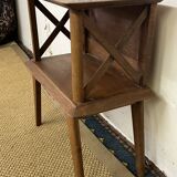 Bedside table with lattices, vintage compass legs