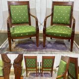 Paire de fauteuils style Empire en acajou, travail des années 50