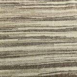 8x11 Brown Beige Minimalist Handmade Wool Kilim Rug, 226x350Cm