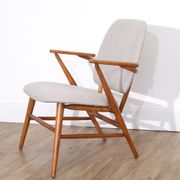 Fauteuil vintage scandinave en bois 1950