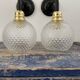 Set of two vintage electrified electrified glass wall lamps
