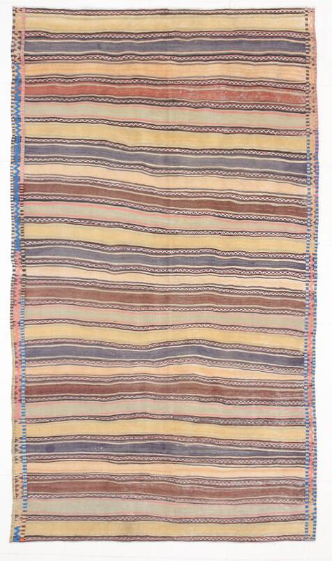 5x9 Kilim Colorful Striped Wool Kilim Rug, 152x271Cm