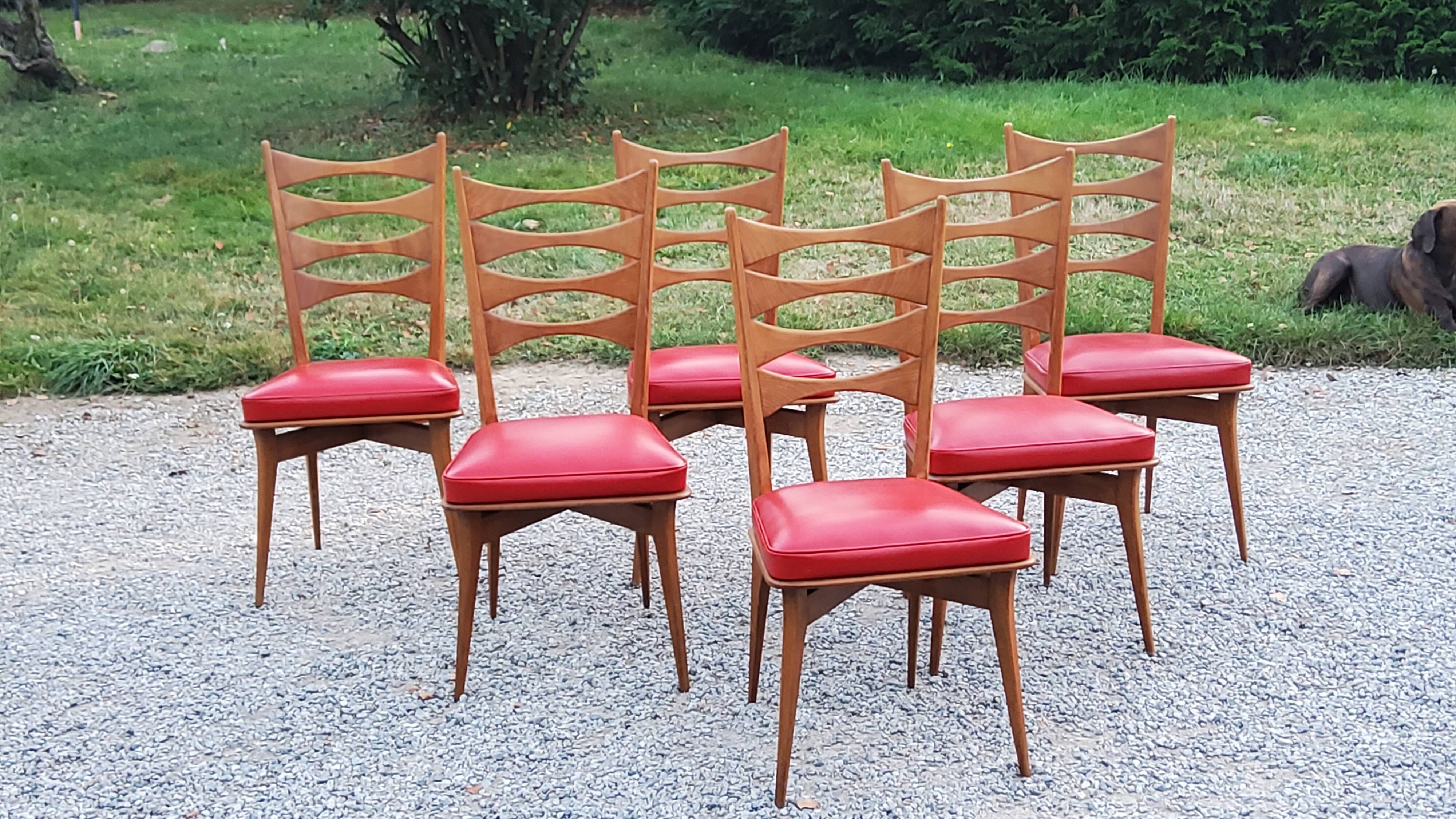 Set of 6 vintage Scandinavian style chairs from the 50s